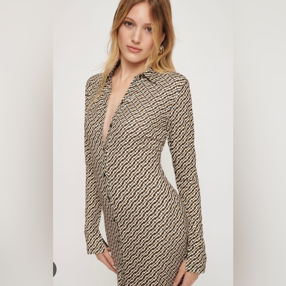 Dynamite Geometric Print Maxi Dress - Black and Cream